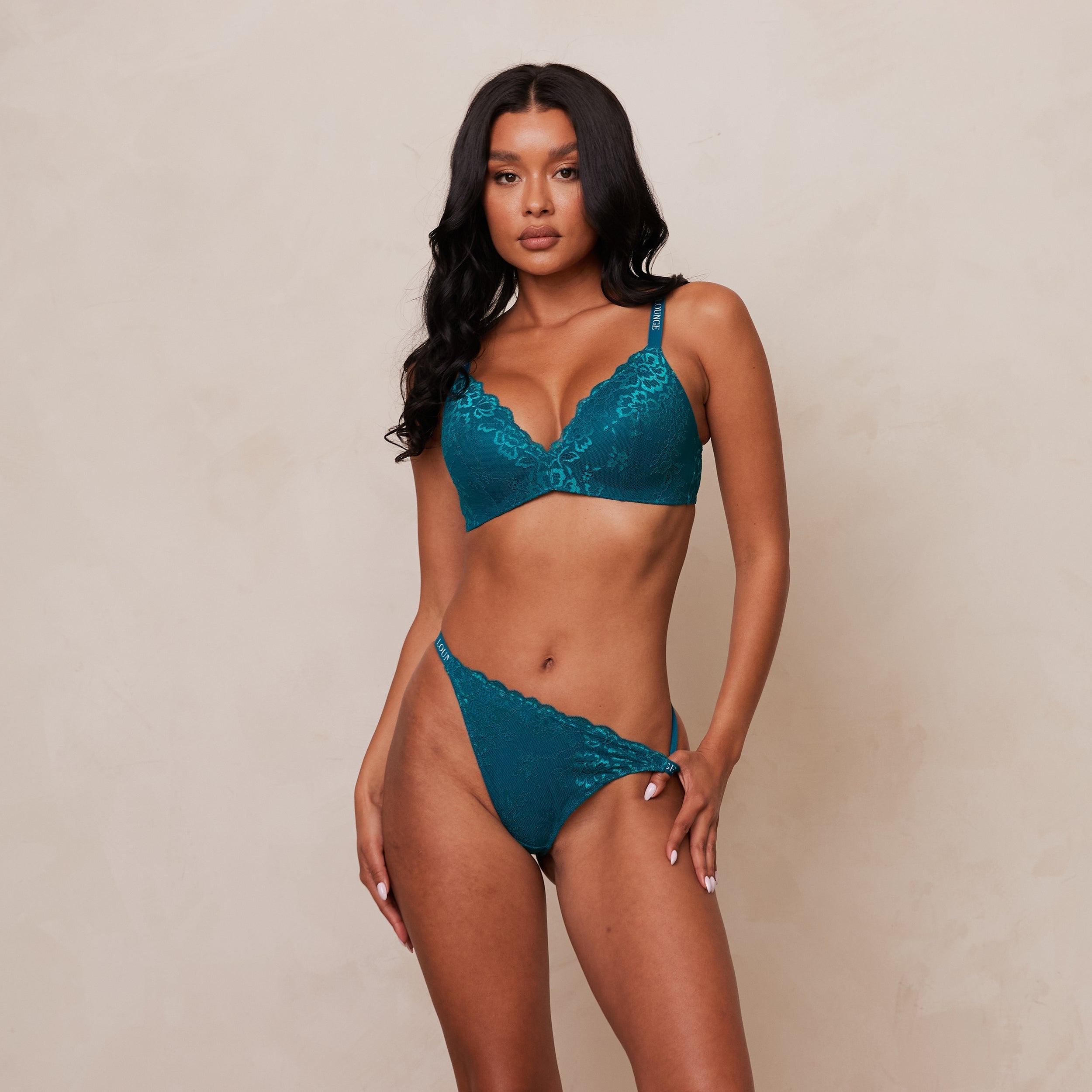 NATIVE INTIMATES - NEW - SIZE: SMALL - SOFY TEAL LACE THONG PANTY - 1.5  SIDES