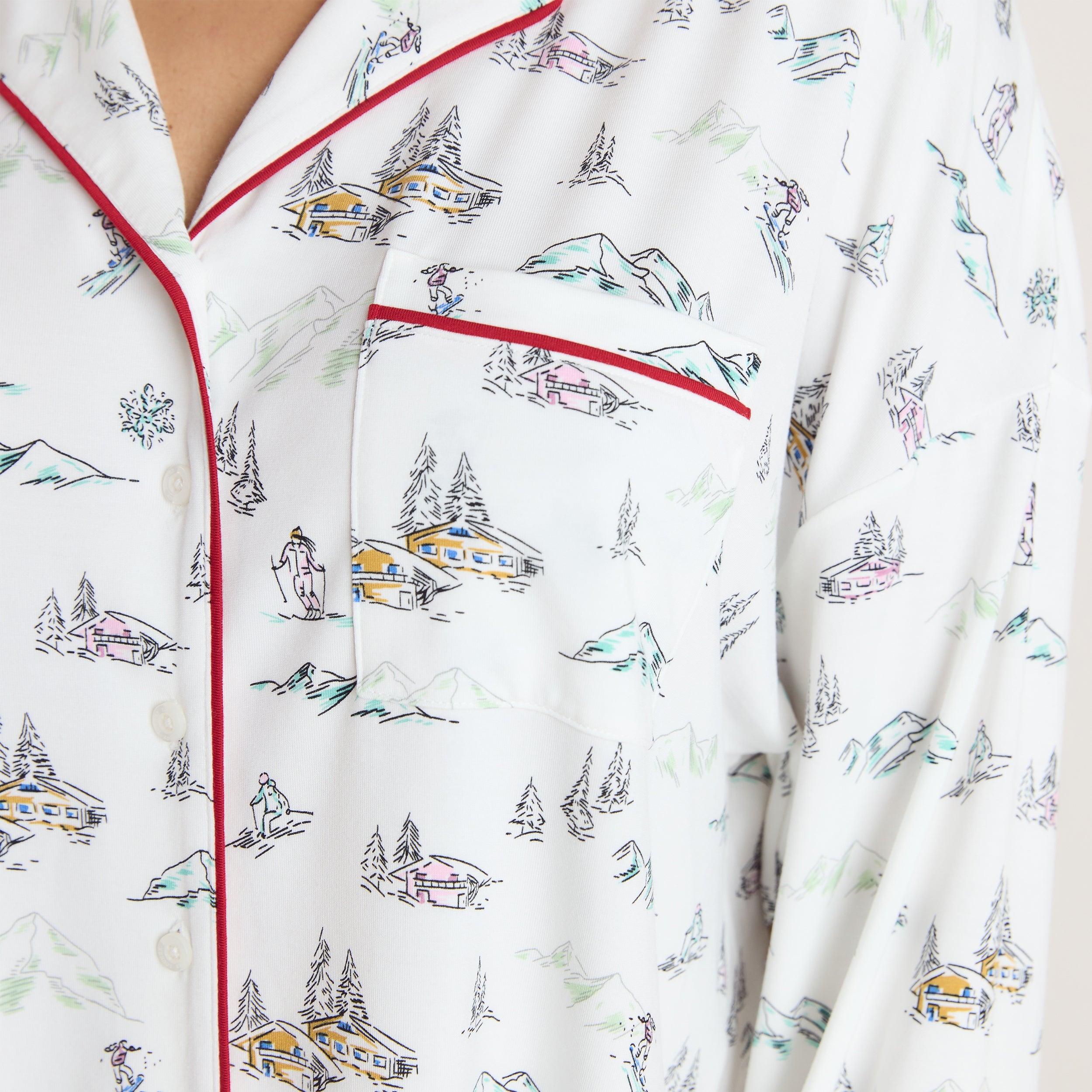 Alpine Dreams Pajama Shirt - Ski Print
