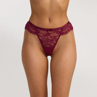 Lace Trim Thong - Berry