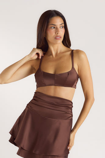Mimi Satin Bralette - Chocolate