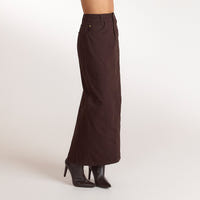 Denim Column Maxi Skirt - Chocolate