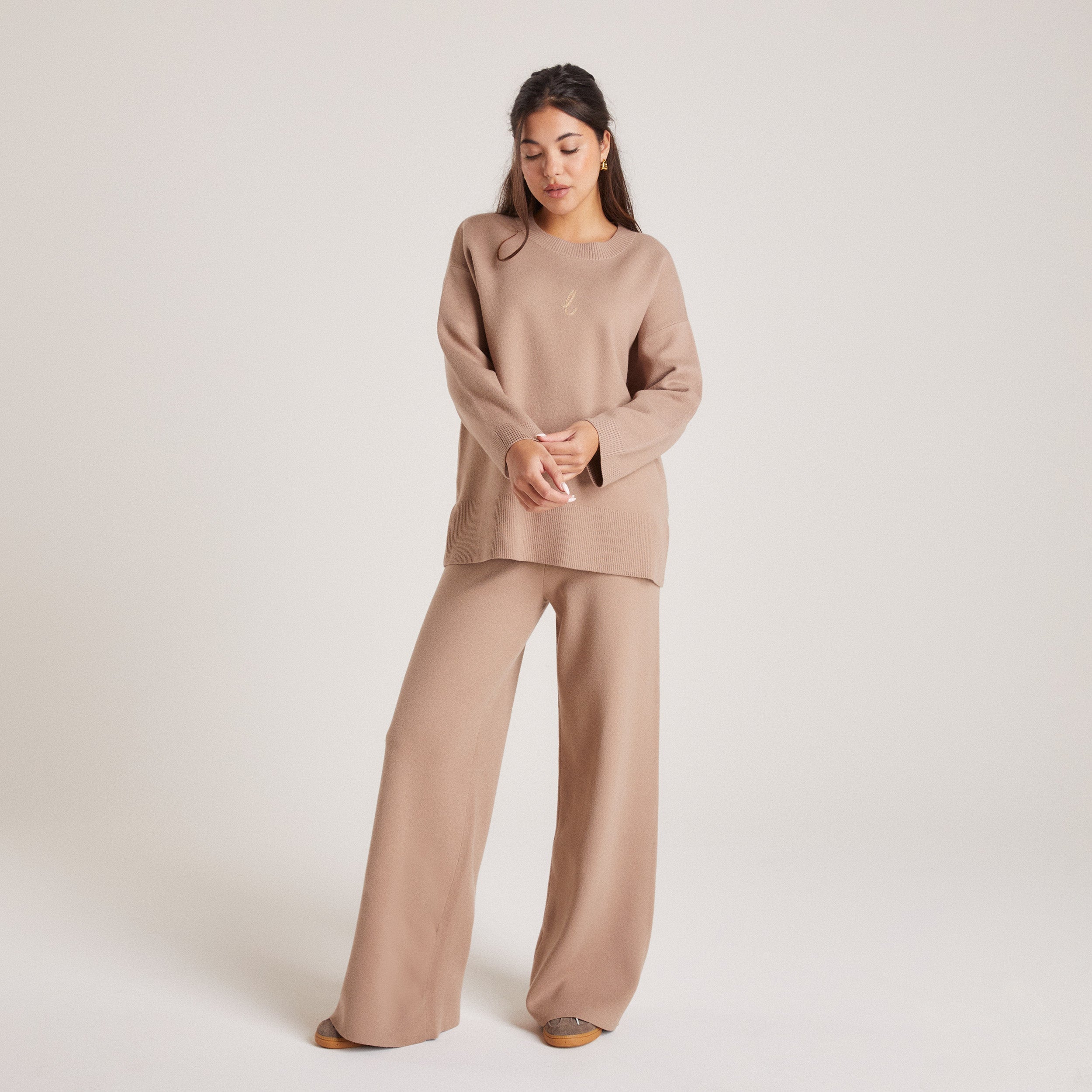 Knitted Crew Neck Jumper | Knitted Crew Neck Jumper - Mink