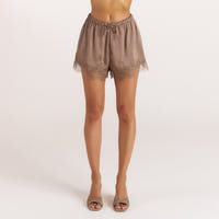 Satin Lace Shorts - Mocha