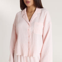 Crinkle Pajama Shirt - Pink