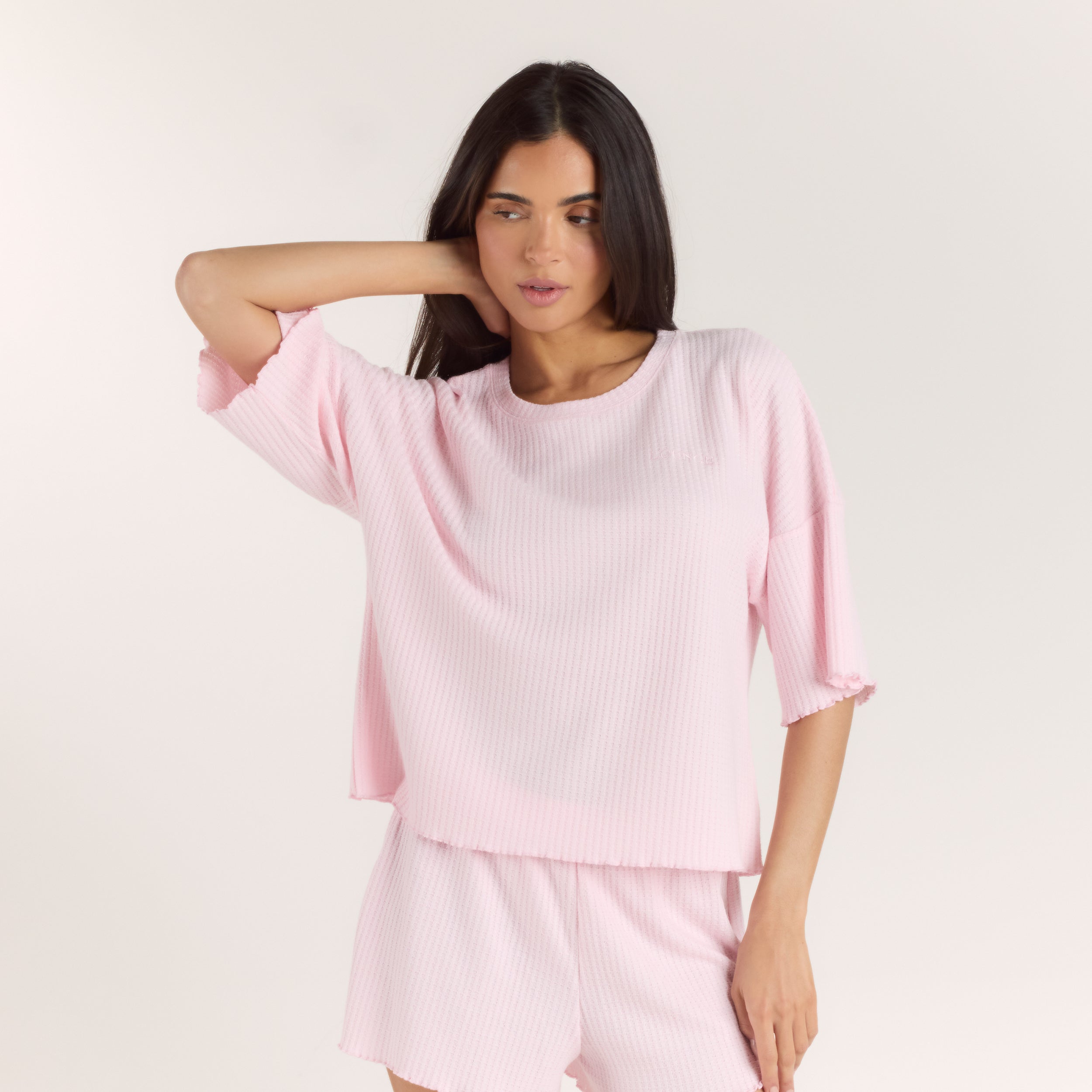 Soft Waffle Pajama Top - Pink