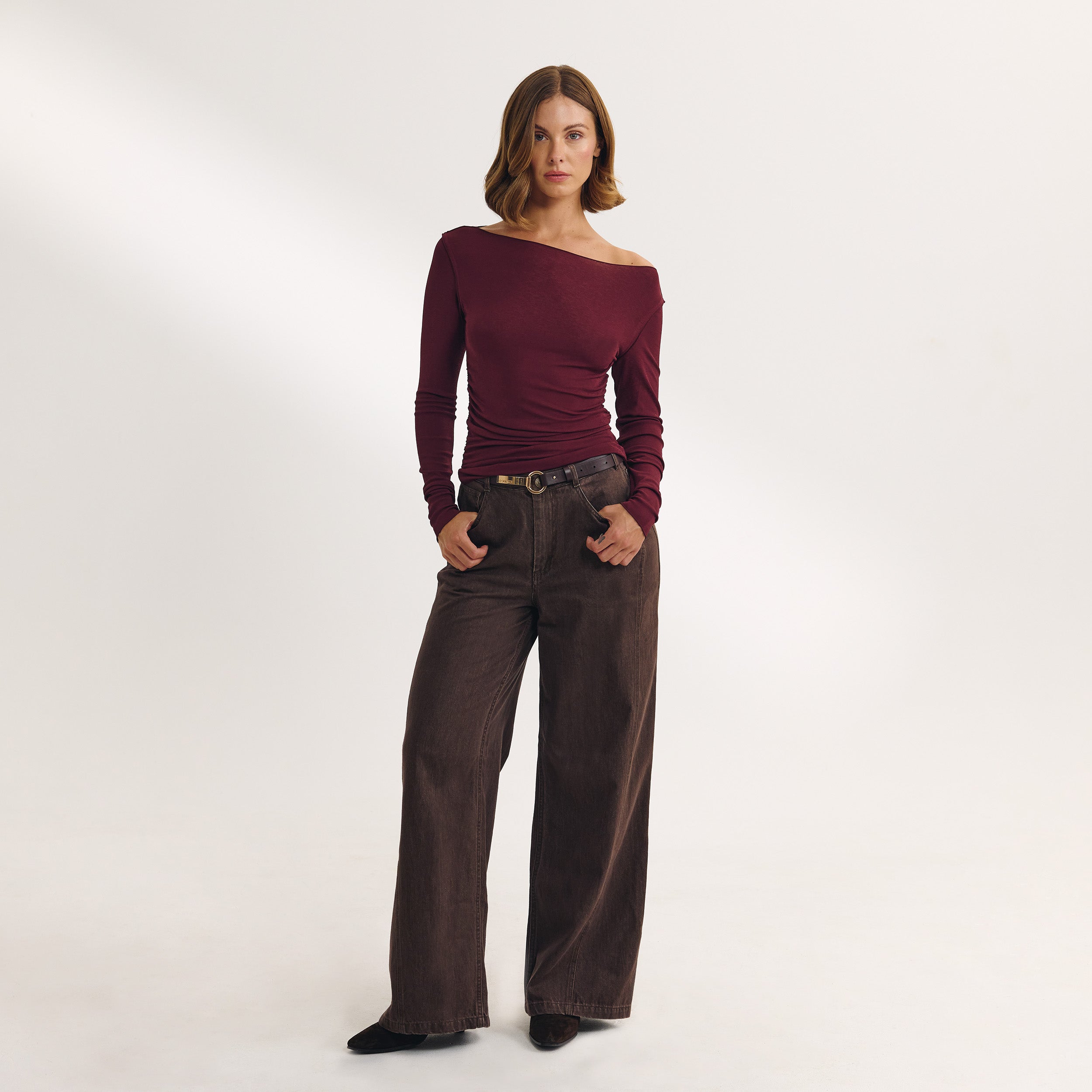 Slash Neck Top | Slash Neck Top - Cherry Lacquer