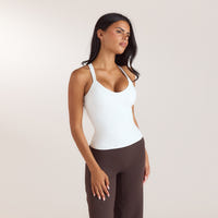 ContourSoft™ V-Neck Cami Top with Built-In Bra - White