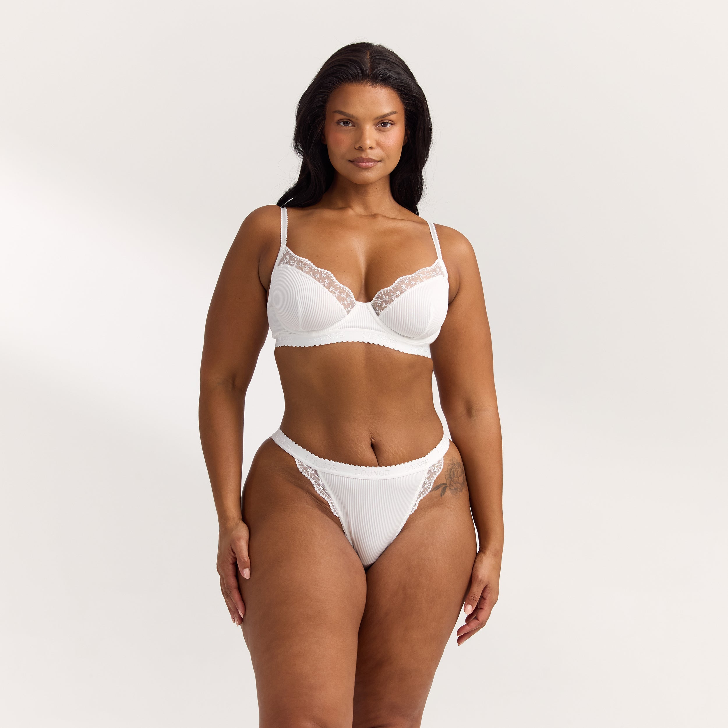 Ribbed Balcony Bra | Ribbed Balcony Bra  - White