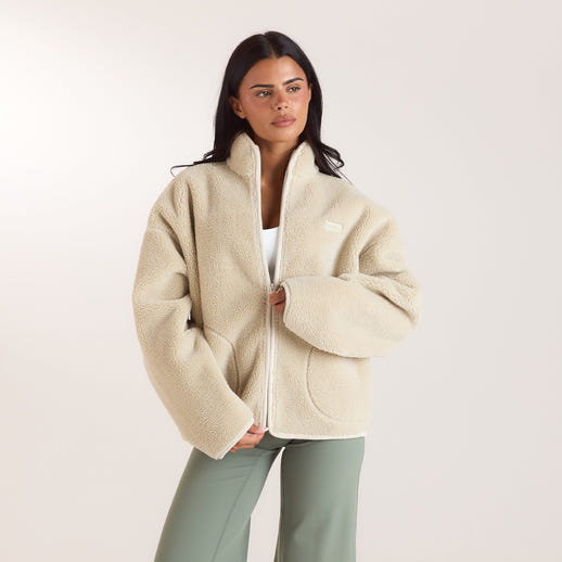 Zip-Up Borg Jacket - Cream