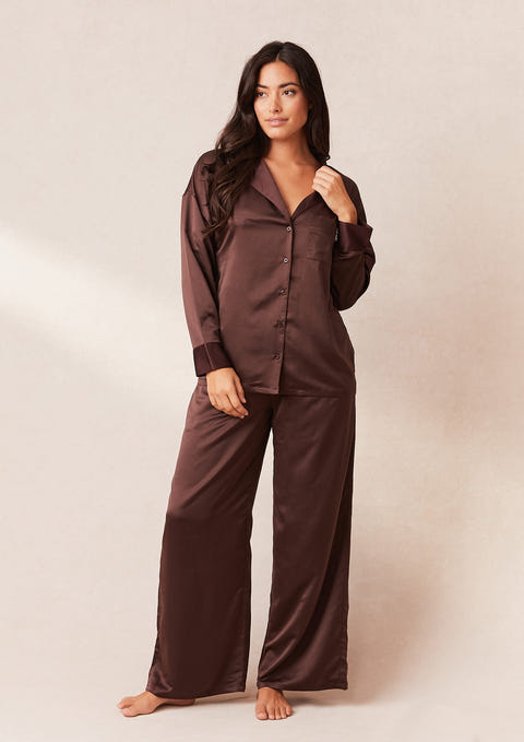 Loungeable mix and match satin black pyjama pants
