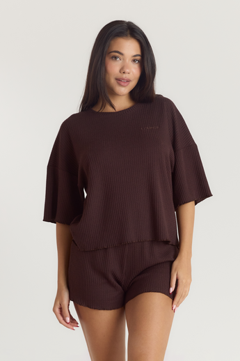 Soft Waffle Pajama Top - Dark Chocolate