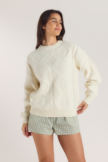 Cable-Knit Sweater - Cream