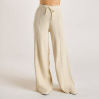 Wide Leg Knitted Pants - Cream