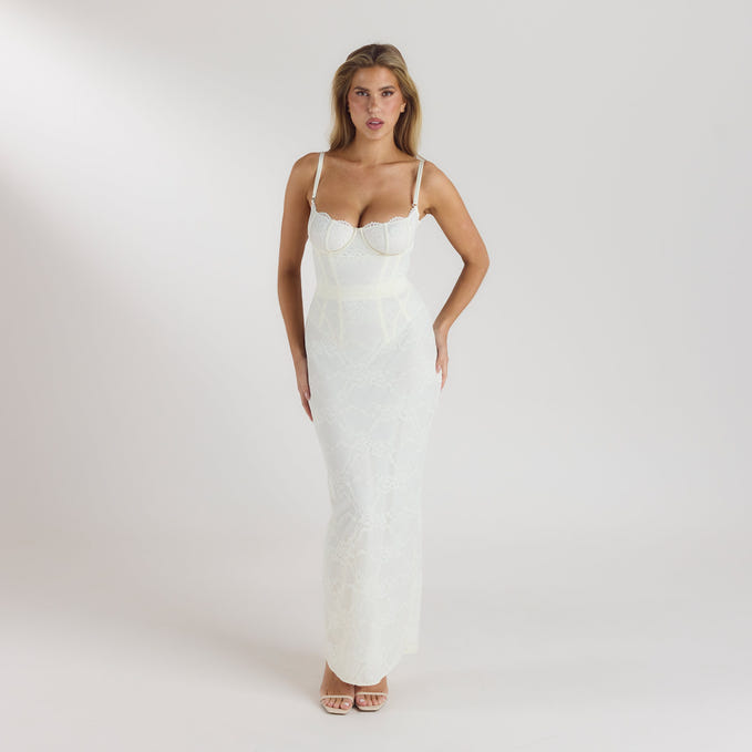 Blossom Maxi Dress with Bodysuit - Cream Blossom Maxi Dress with Bodysuit - Cream