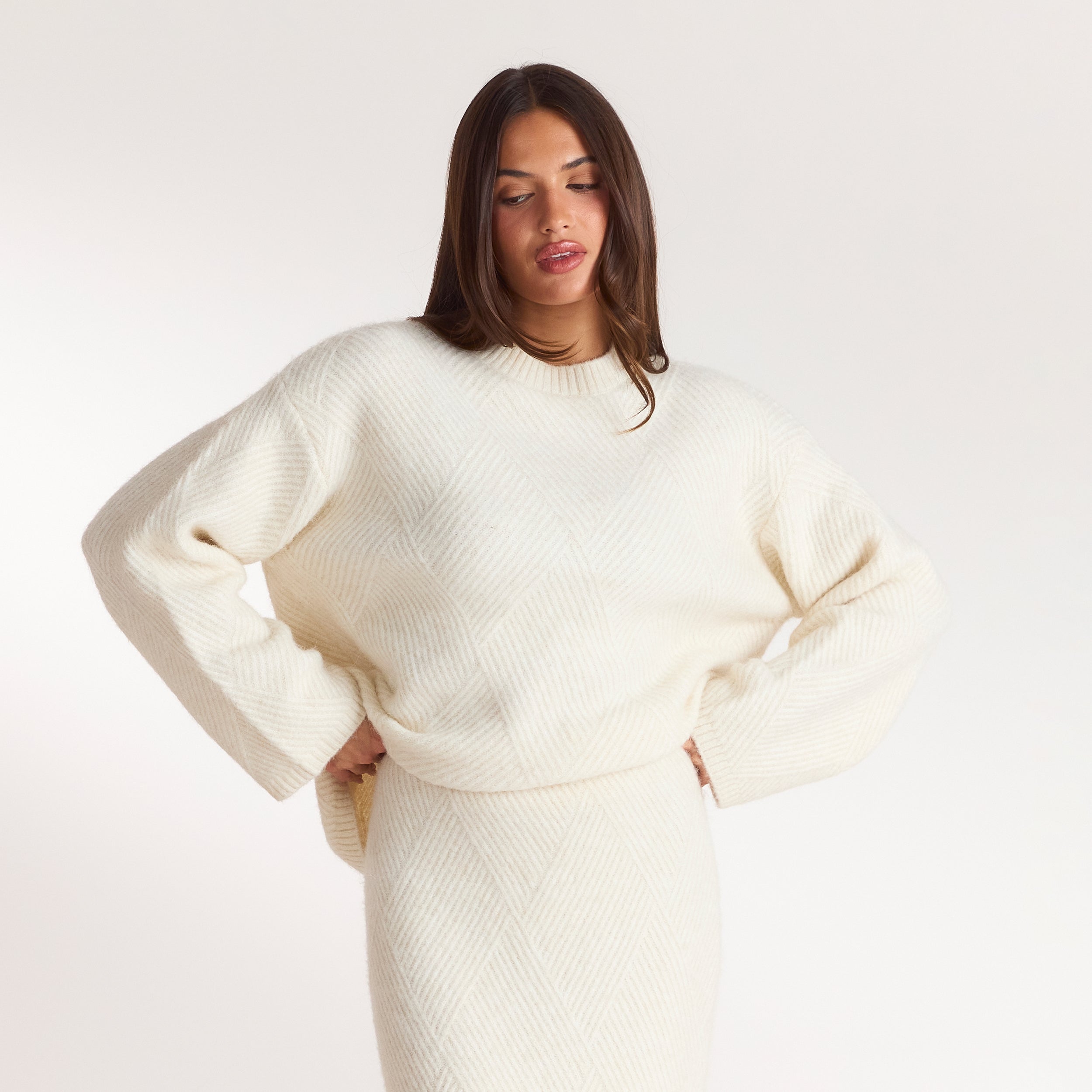 Diamond Knitted Jumper | Diamond Knitted Jumper - Cream
