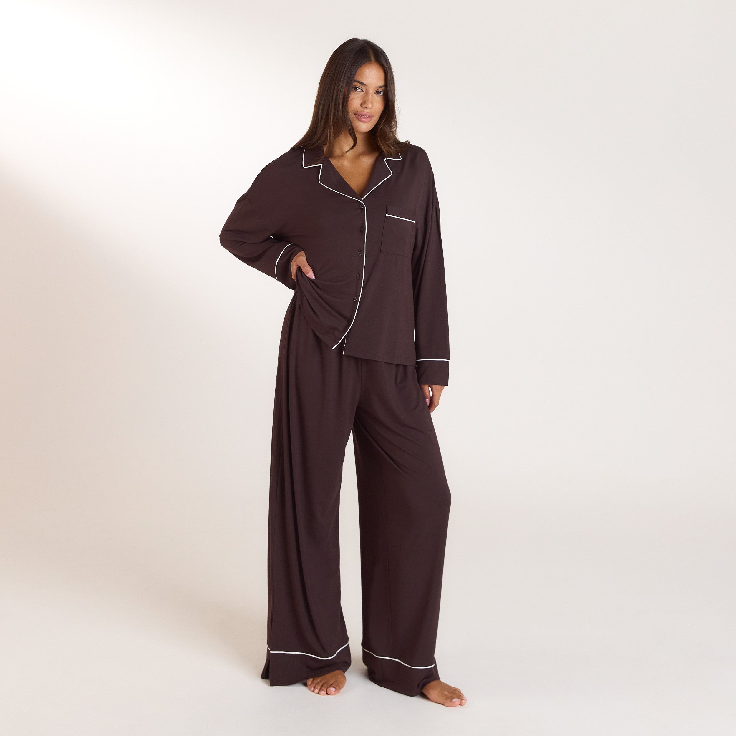 Modal Pajama Shirt - Dark Chocolate alternate