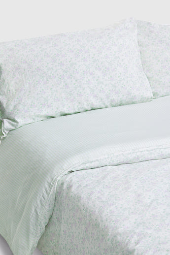 Bloom & Stripe Reversible Duvet Cover - Sage Floral Print