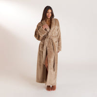 Long Fluffy Dressing Gown - Beige
