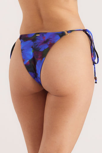 Midnight Tropics Tie-Side Brazilian Bikini Briefs - Midnight Blue