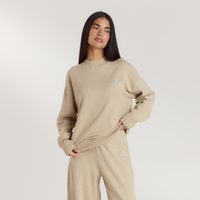 Cuffed Crew Neck Knitted Jumper - Oatmeal Marl