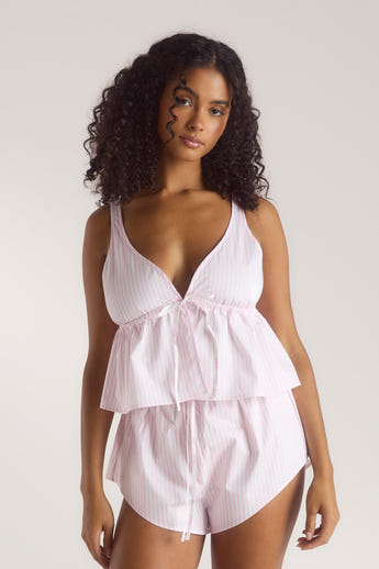 Bloom & Stripe Cami Pyjama Top - Pink