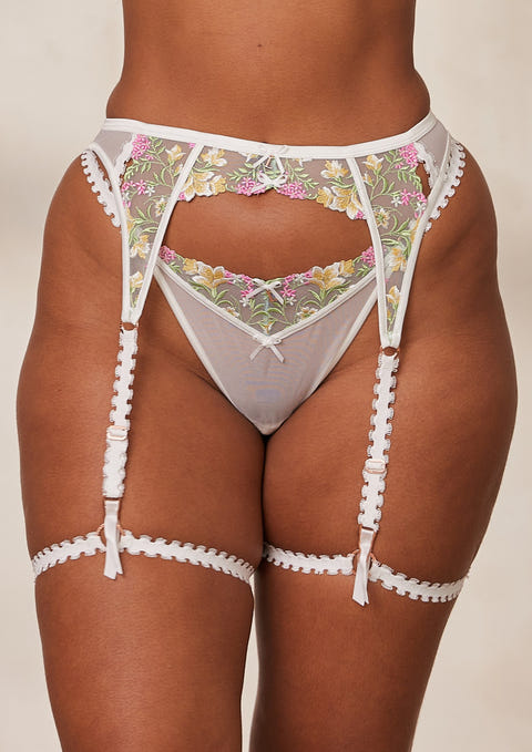 Azalea Intimates Thong & Garter Belt (Set) - White