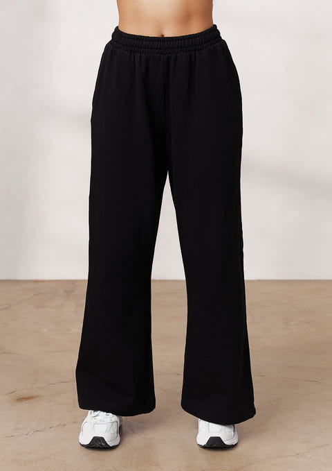 Fashion (Black)Casual Sweatpants Women High Waist Wide Leg Long