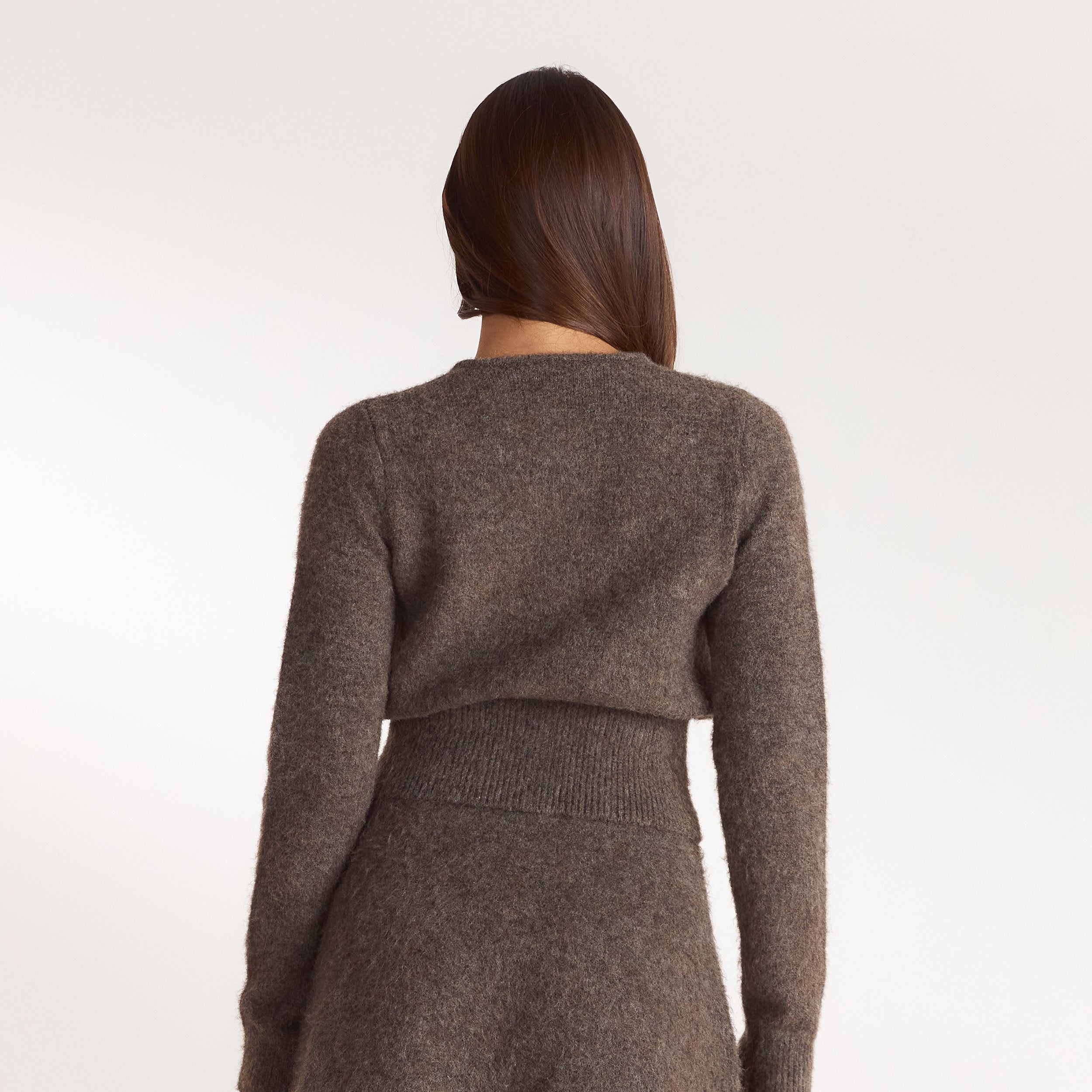 Cinched Knit Cardigan - Ash Brown alternate