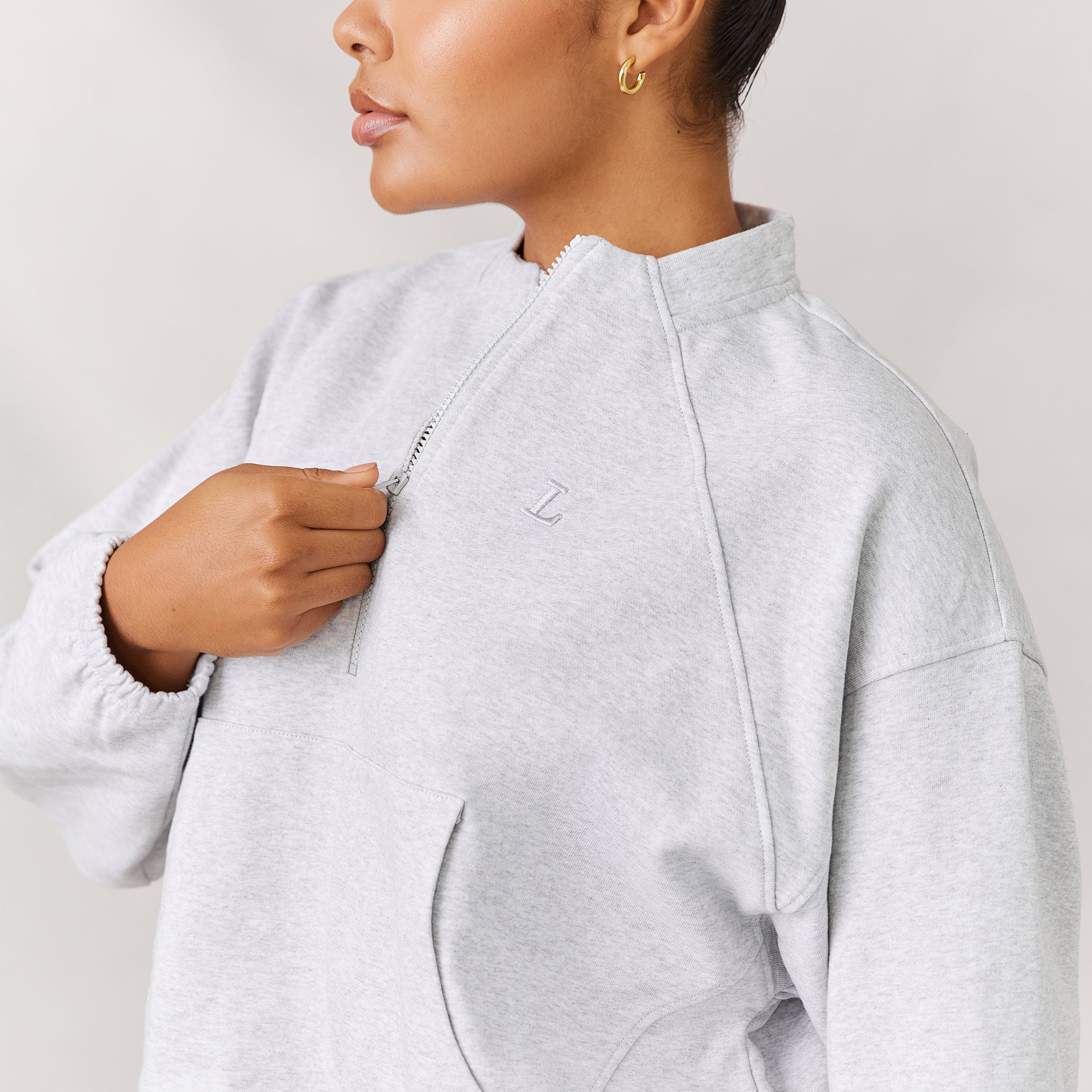 Varsity Quarter Zip Sweater | Amber, M