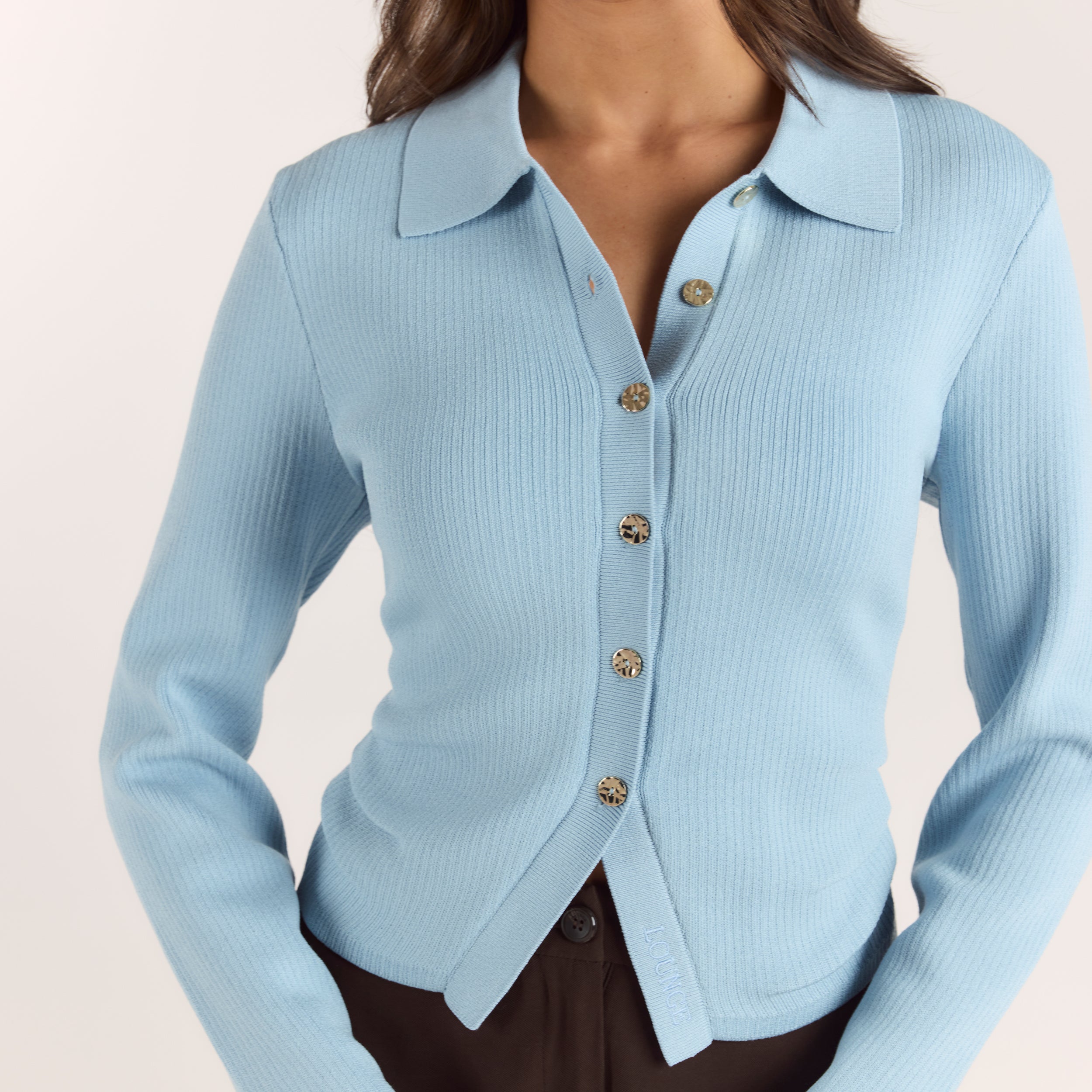 Ribbed Knitted Cardigan | Ribbed Knitted Cardigan - Light Blue