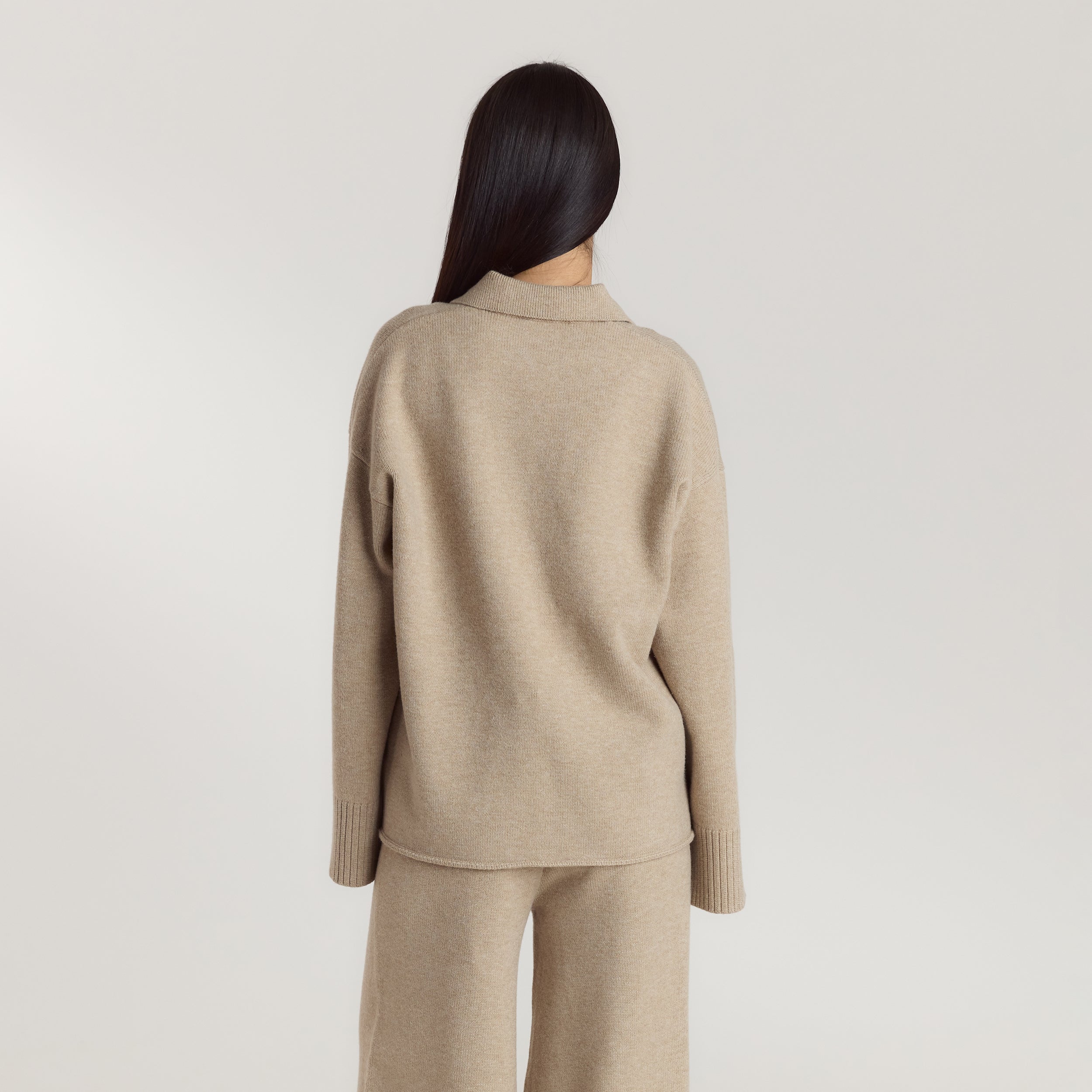 Half Placket Knitted Jumper | Half Placket Knitted Jumper - Mink