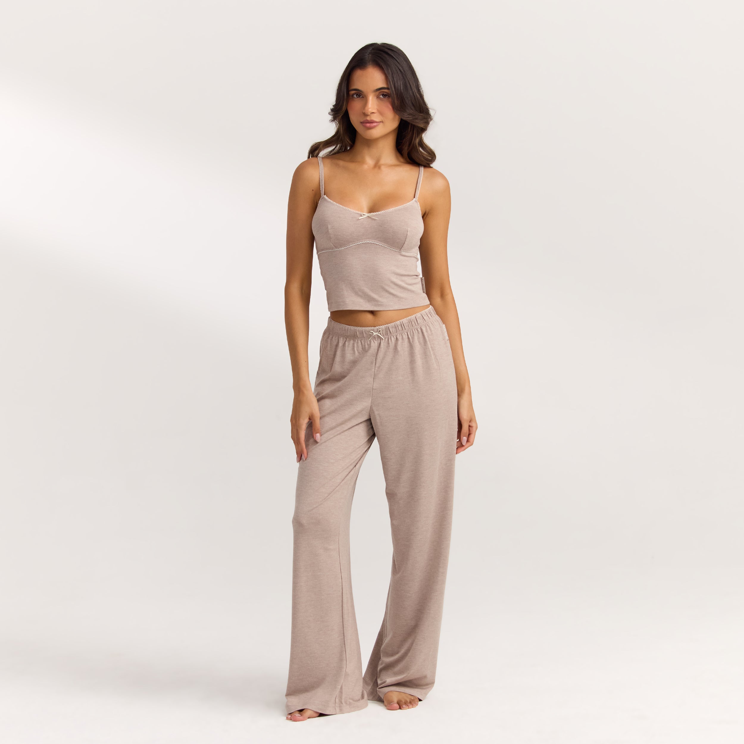 Modal Straight-Leg Pajama Pants | Modal Straight-Leg Pajama Pants - Brown Marl