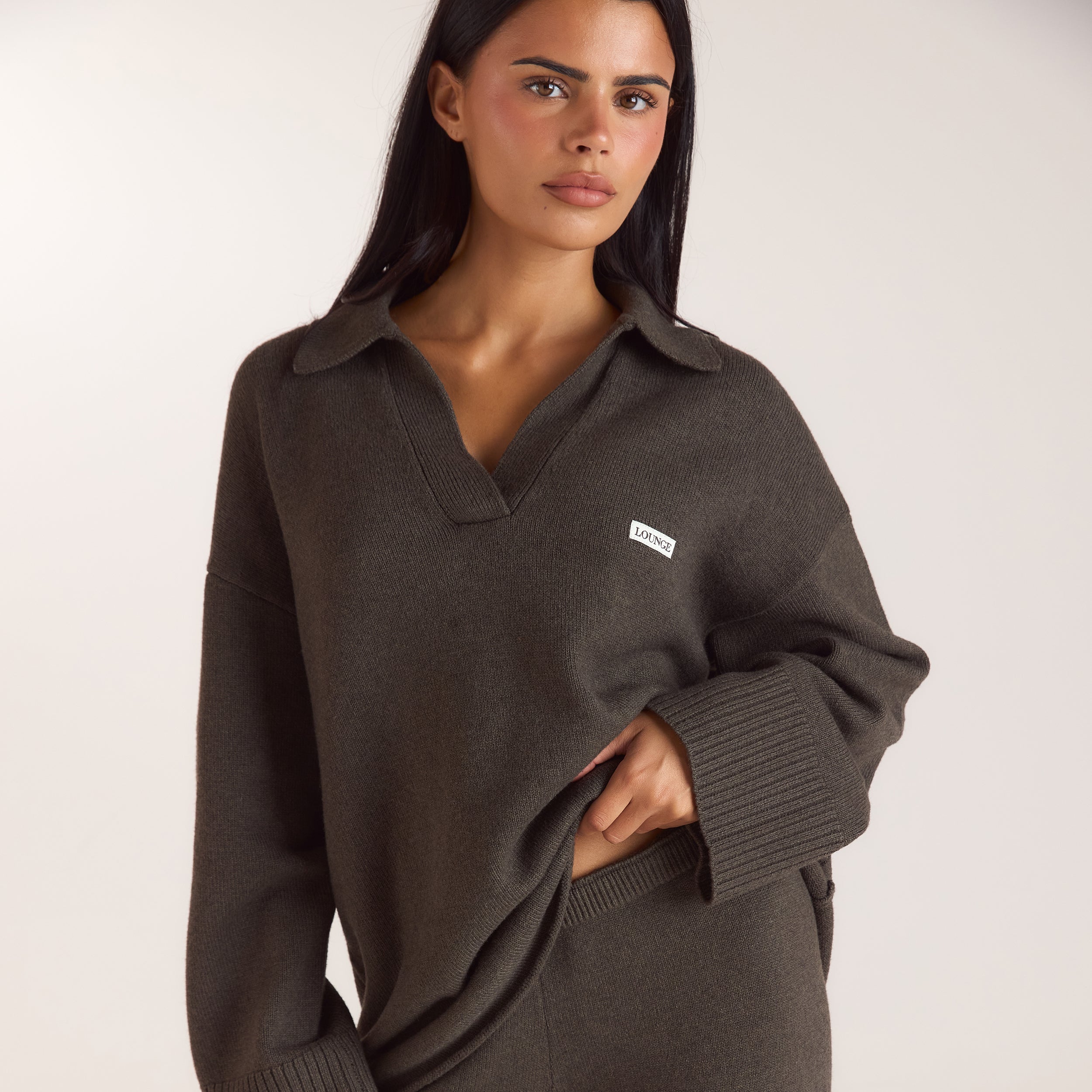 Half Placket Knitted Jumper | Half Placket Knitted Jumper - Moss Green