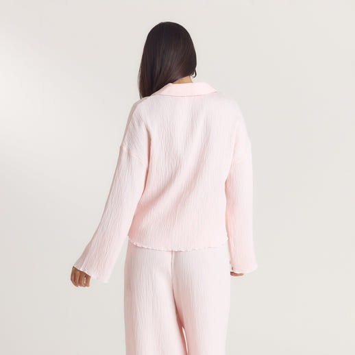 Crinkle Pajama Shirt - Pink alternate