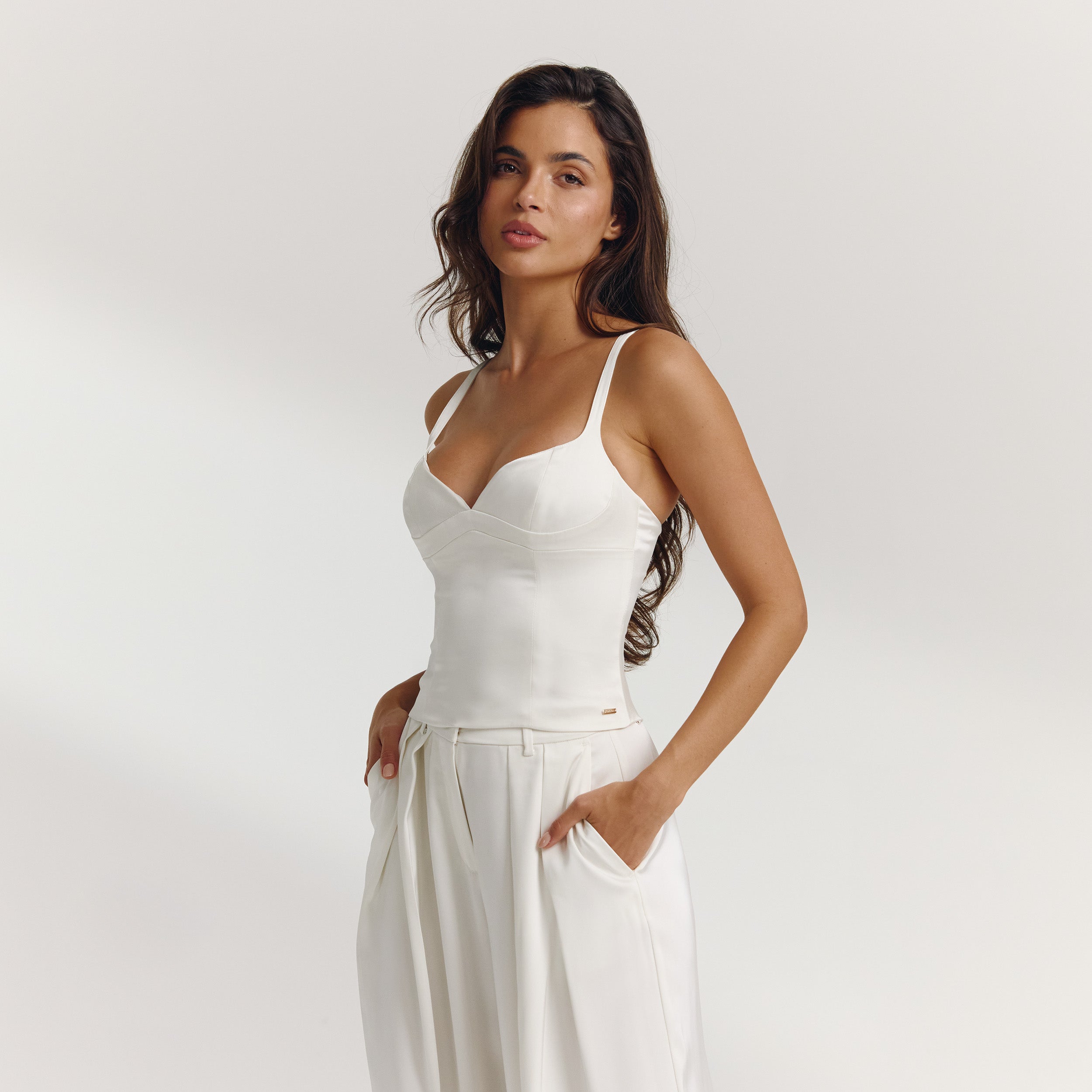 Satin Structured Top | Satin Structured Top - Off White