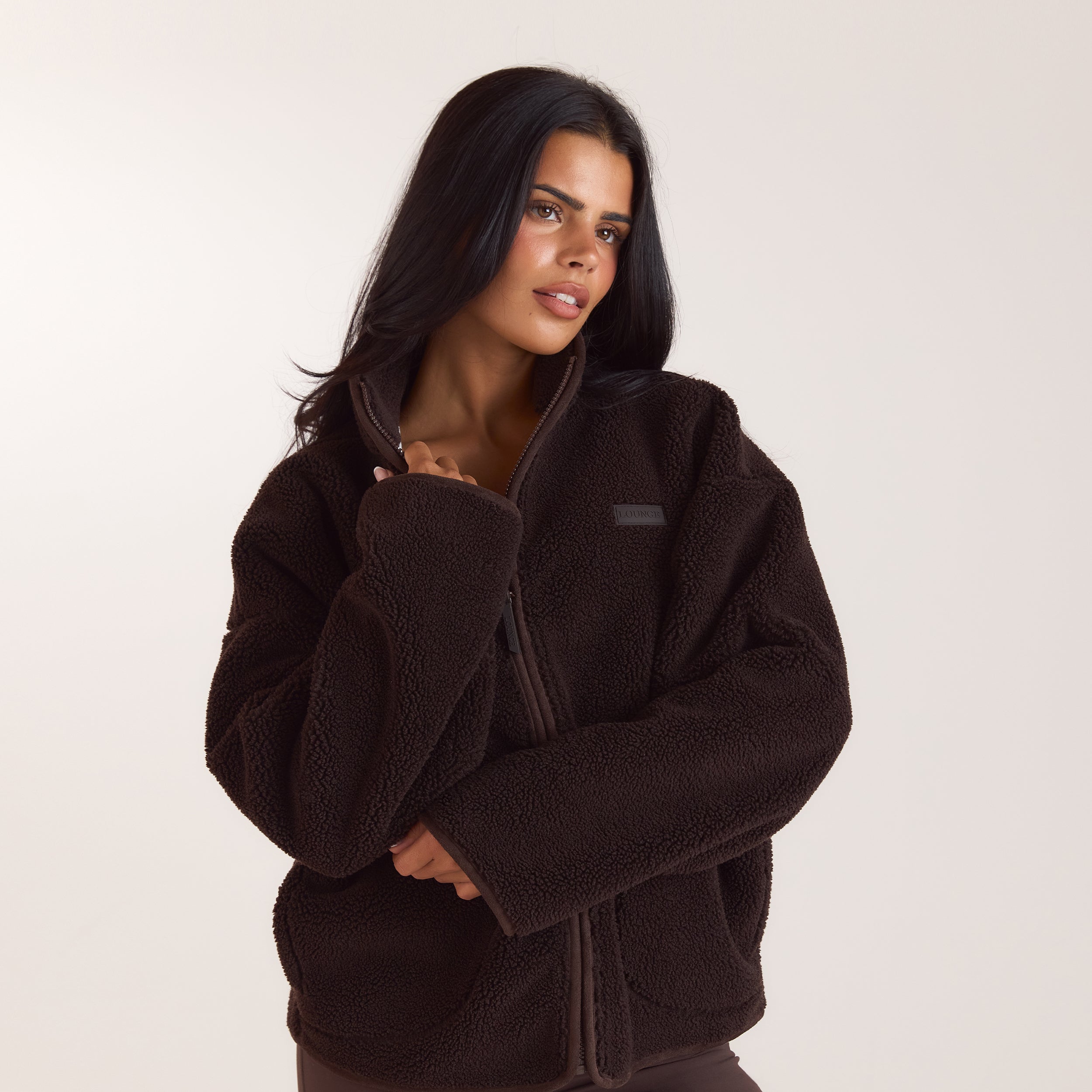 Zip-Up Borg Jacket | Zip-Up Borg Jacket - Chocolate
