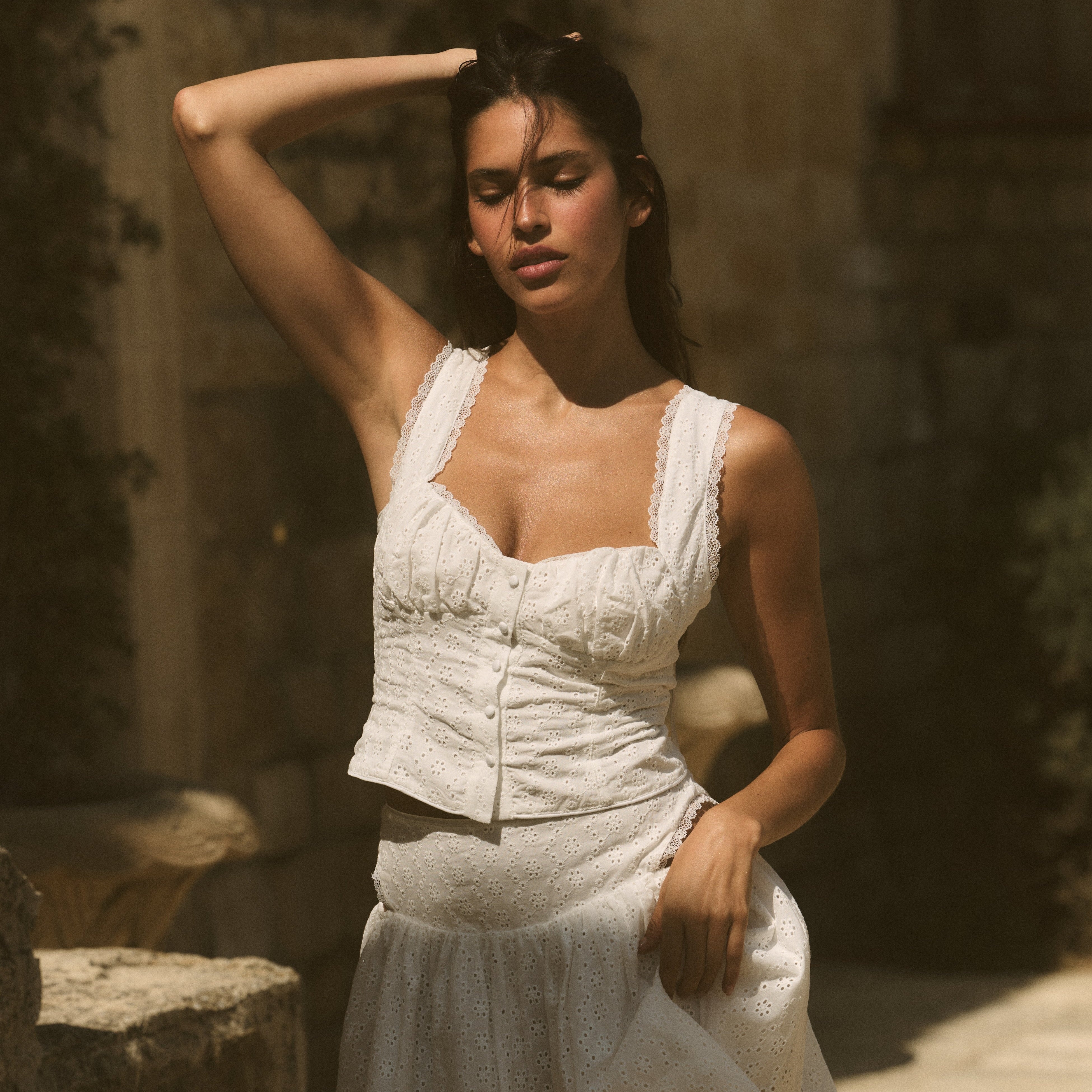 a woman in a white dress