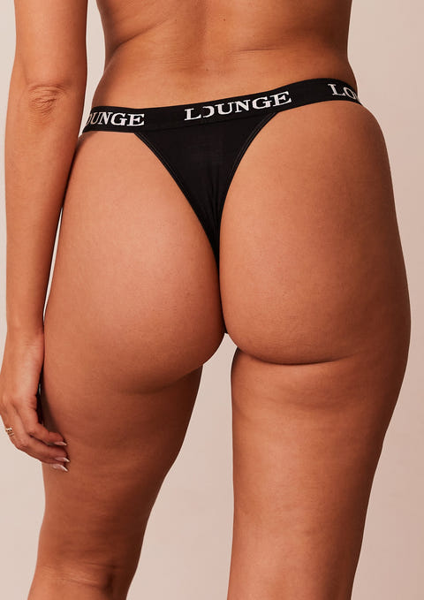 Bamboo Triangle Bra & Thong/Briefs Set - All Black – Lounge Underwear