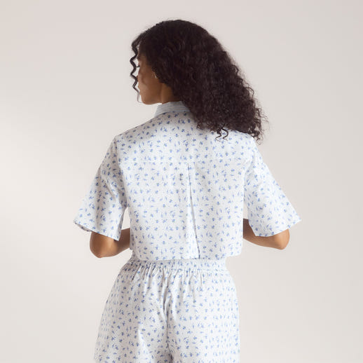 Bloom & Stripe Short-Sleeved Pajama Shirt - Blue alternate