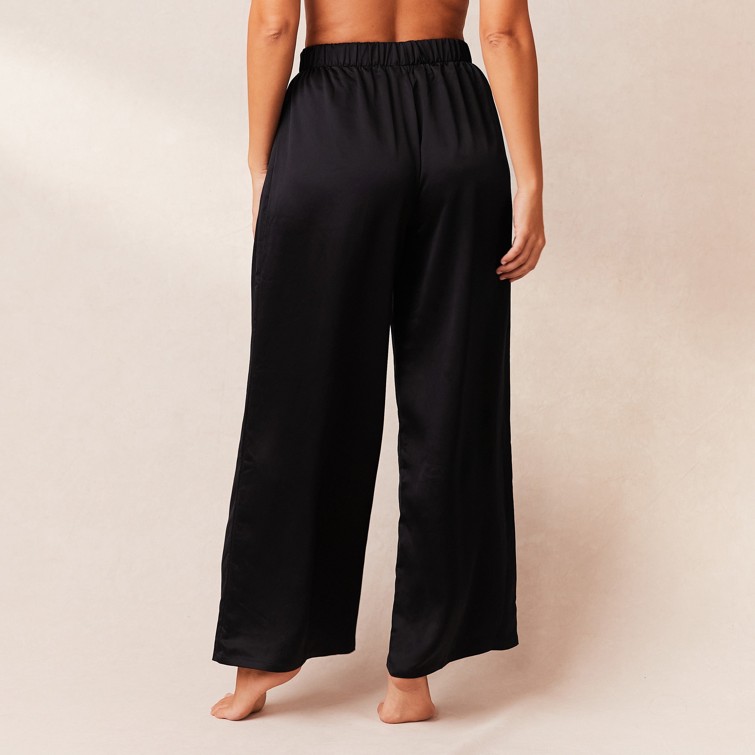 Black satin 2025 pyjama trousers