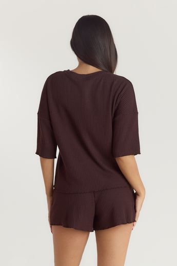 Soft Waffle Pajama Top - Dark Chocolate alternate