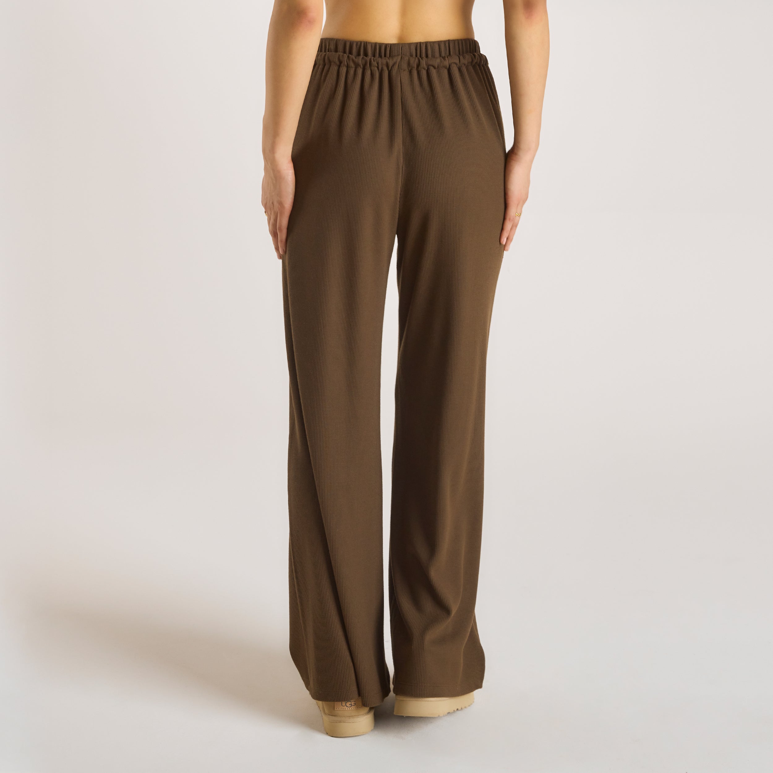 Waffle Wide Leg Pants  | Waffle Wide Leg Pants - Chocolate