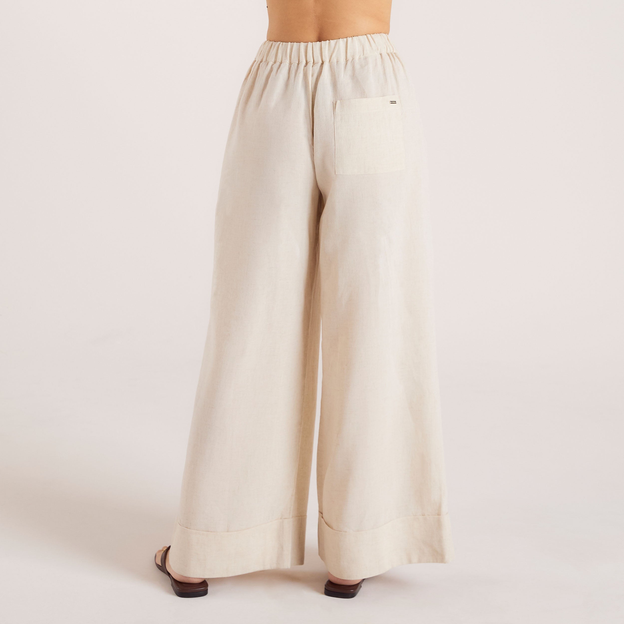 Linen Blend Wide-Leg Pants | Linen Blend Wide-Leg Pants - Cream