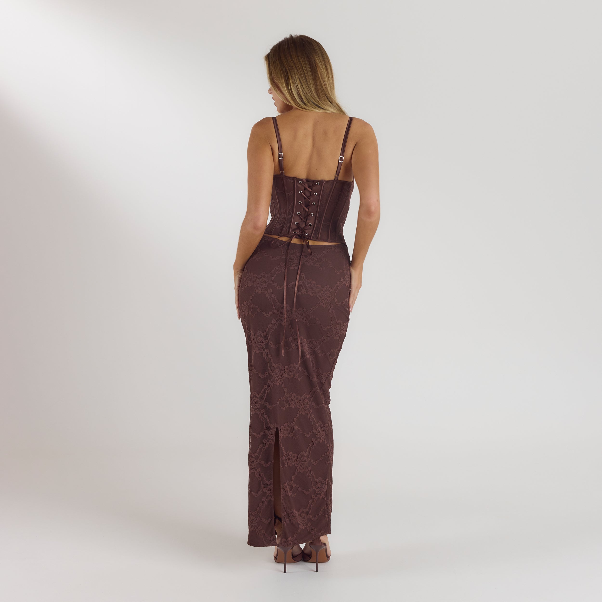 Blossom Maxi Dress with Bodysuit | Blossom Maxi Dress with Bodysuit - Chocolate