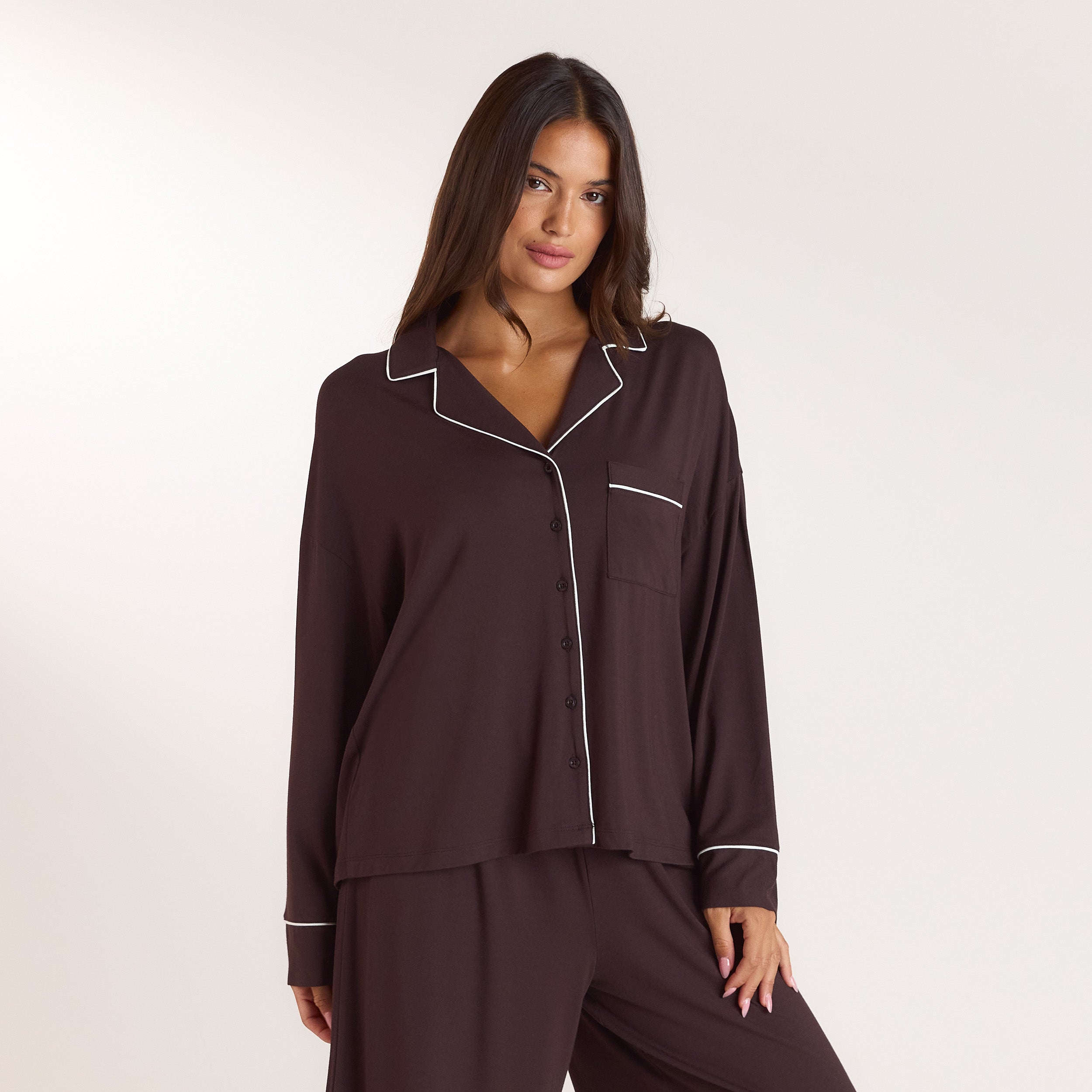 Modal Pajama Shirt - Dark Chocolate
