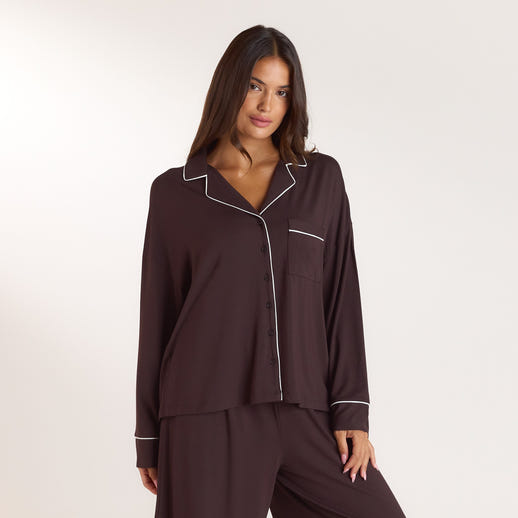 Modal Pajama Shirt - Dark Chocolate