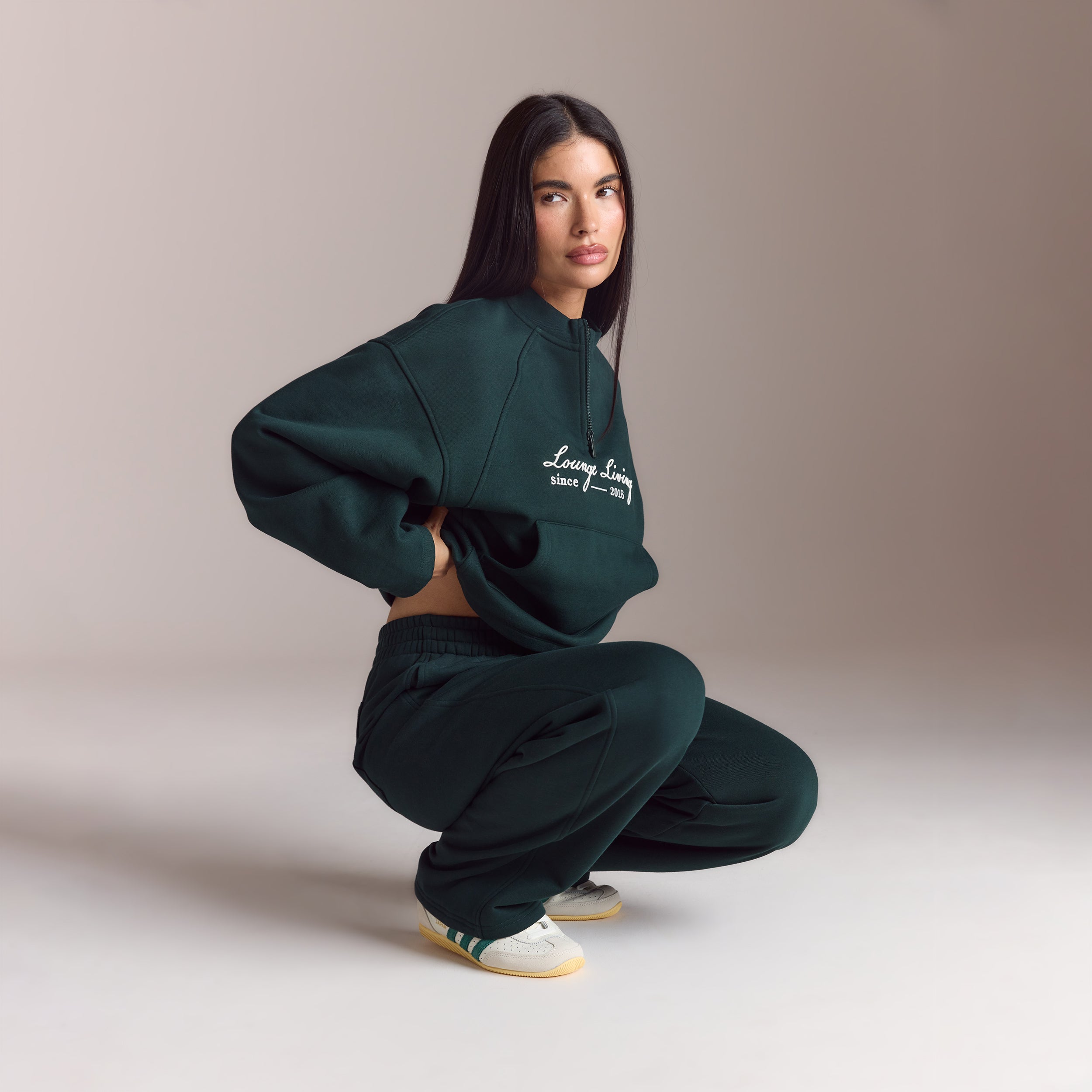 Lounge Living Quarter-Zip Jumper | Lounge Living Quarter-Zip Jumper - Forest Green