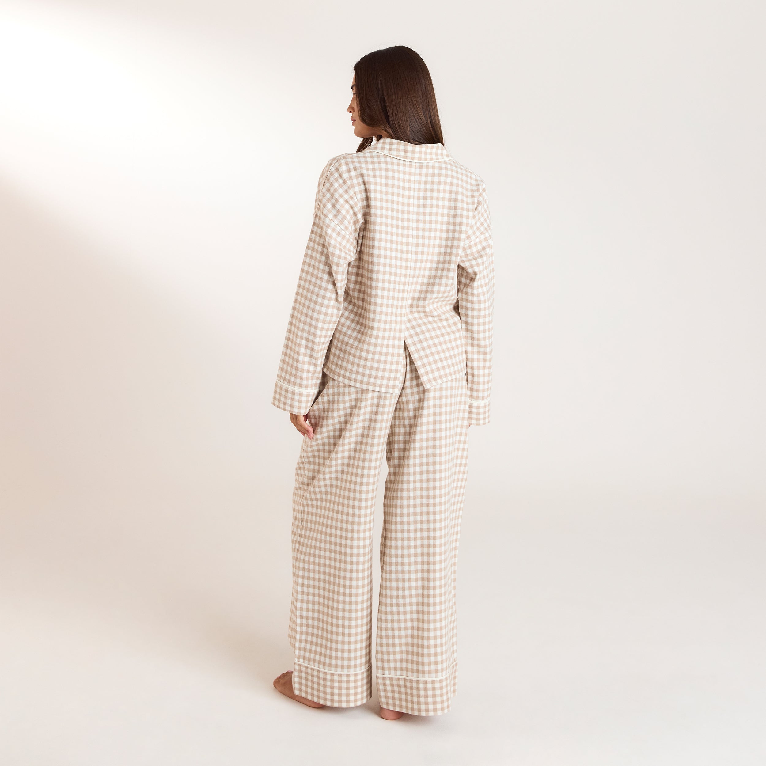 Gingham Pyjama Bottoms | Gingham Pajama Pants - Beige