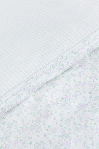 Bloom & Stripe Reversible Duvet Cover - Sage Floral Print alternate