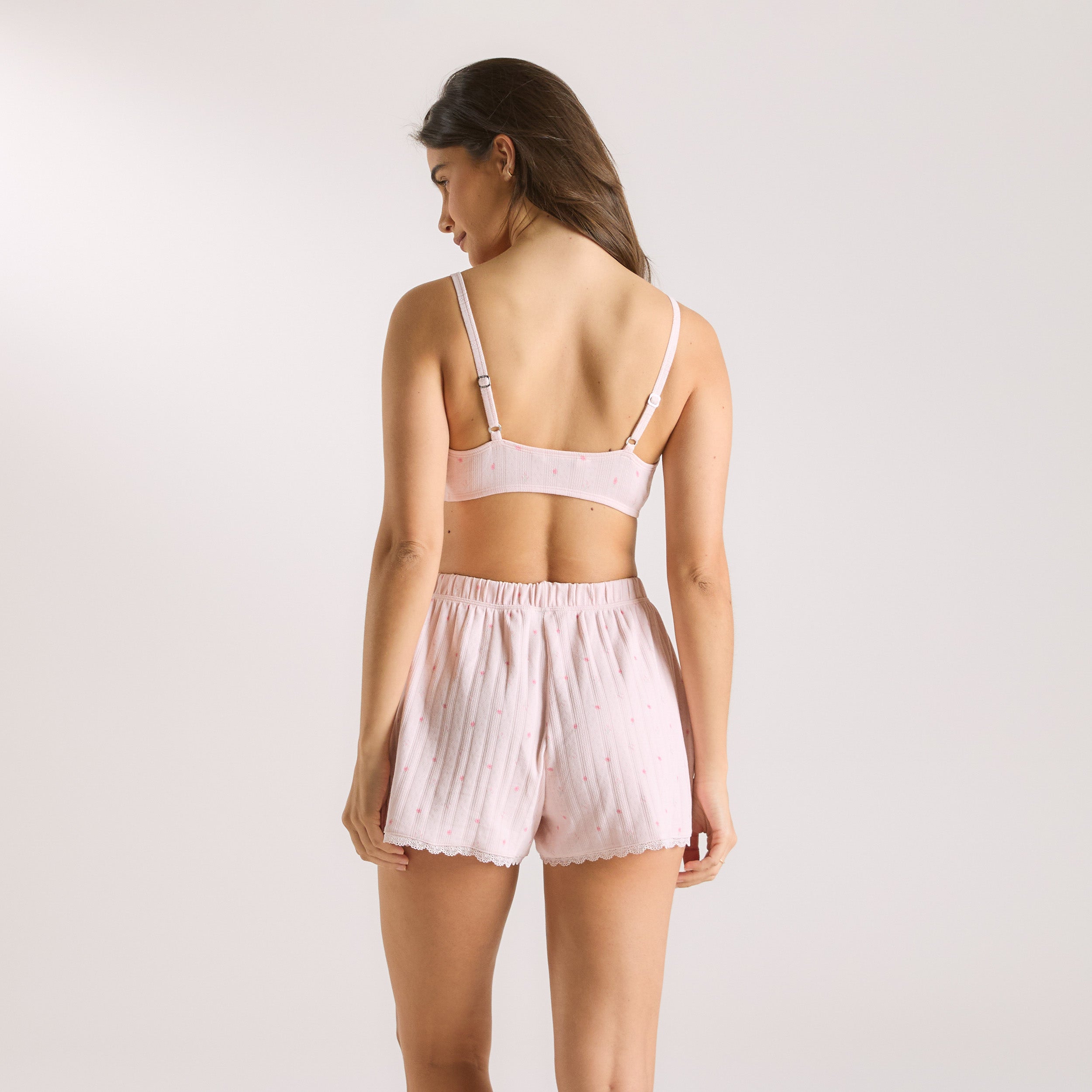 Pointelle Bralette | Pointelle Bralette - Pink Floral